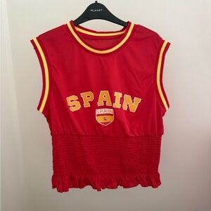 Red Spain Jersey with stretch ruched waist